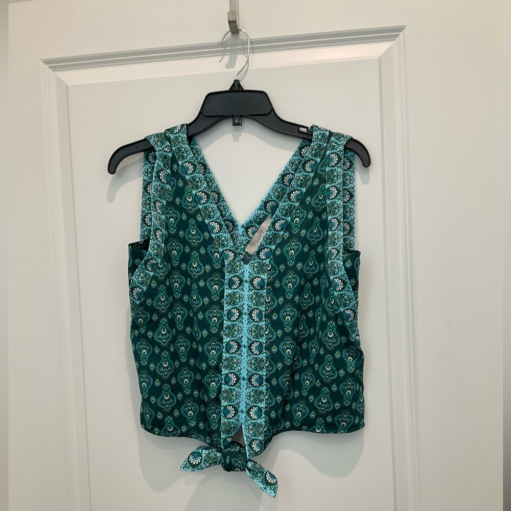 Floral Medallion Tie Front V-Neck Top and Pull On Wide Leg Pants Set